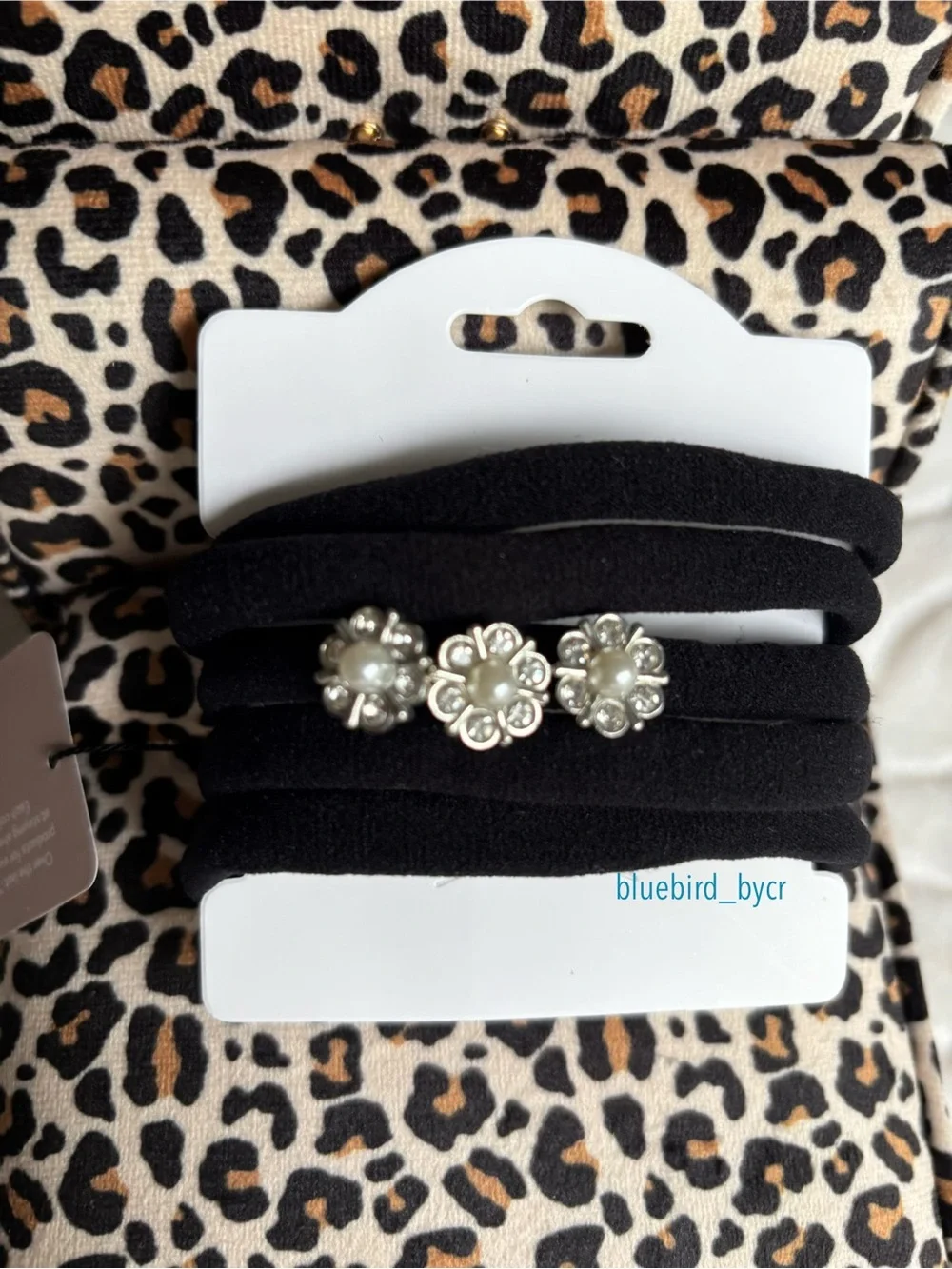 Black Pearl Flower Elastic Hair Ties